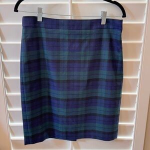 J. Crew wool blend plaid pencil skirt